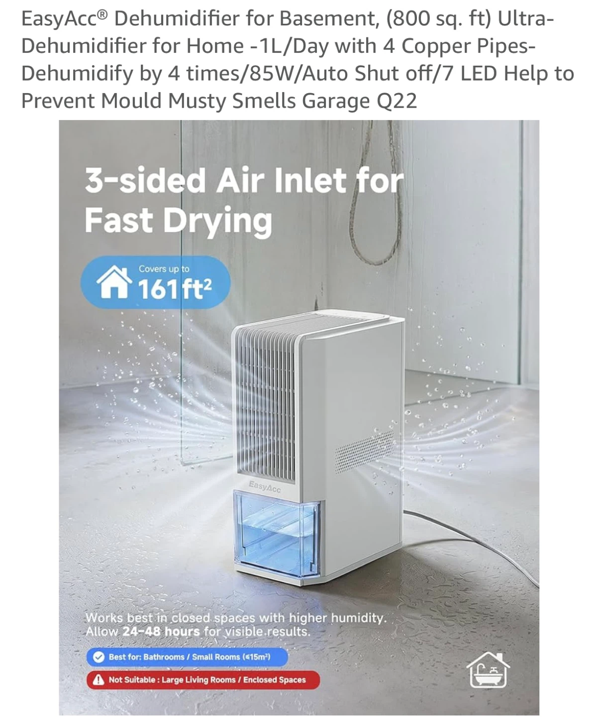 EasyAcc® Dehumidifier for Basement Q22 - photo 2