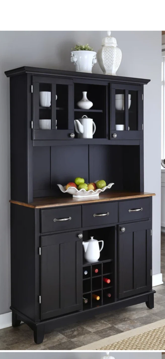 Black Hutch with Glass Doors and Wine Rack - photo 5