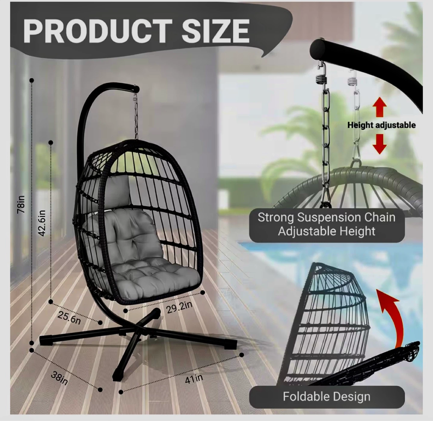 Hanging Egg Chair with Stand - photo 2
