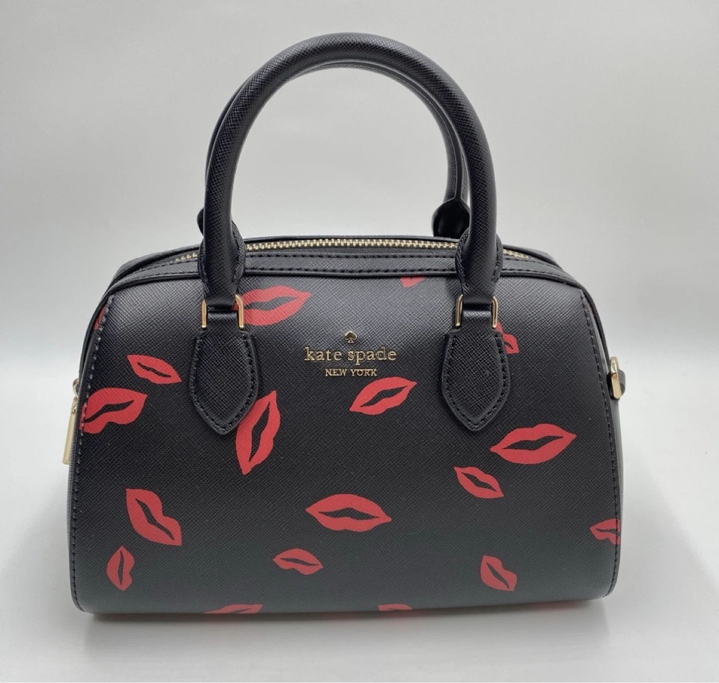 Kate Spade Black Madison Lip Toss Duffle Crossbody