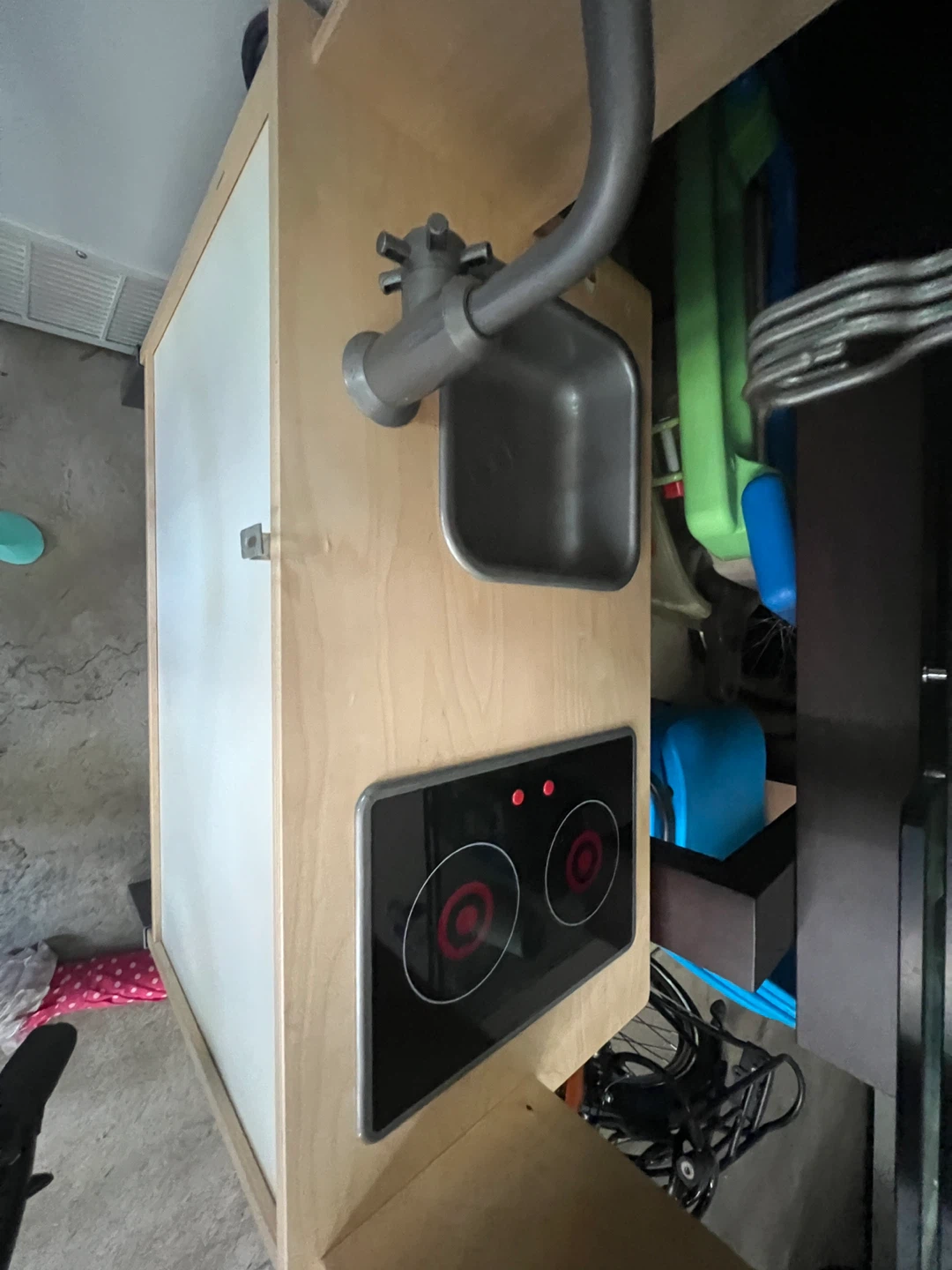Wooden Play Kitchen with Sink and Stove