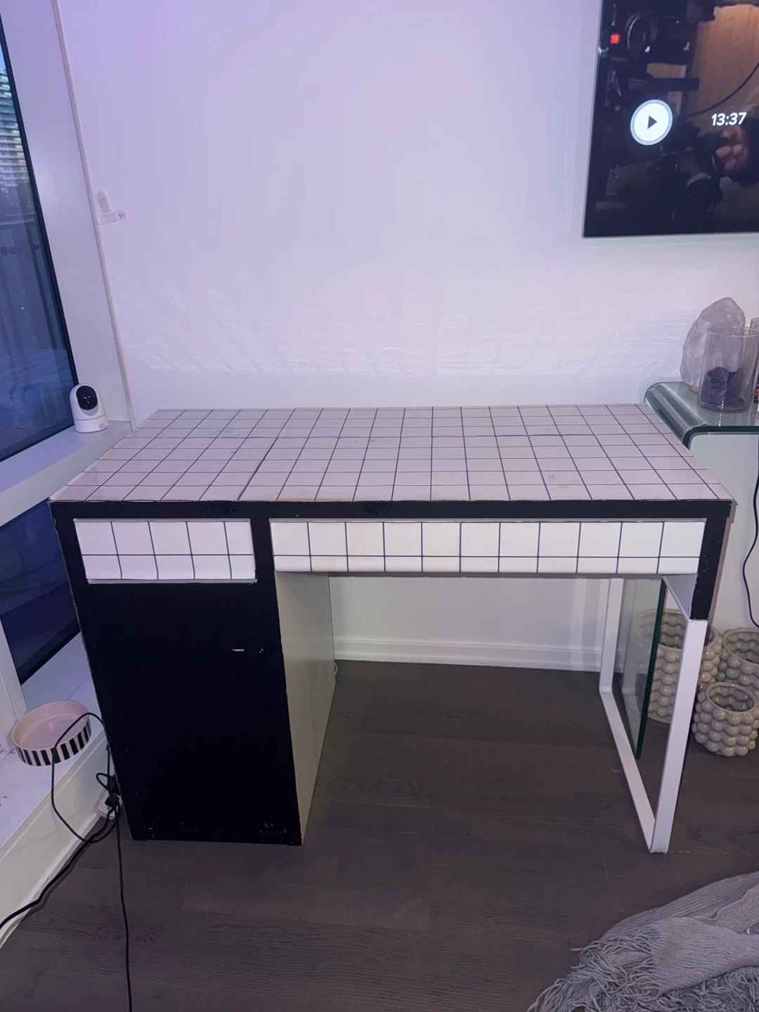 Tiled ikea Desk with Storage