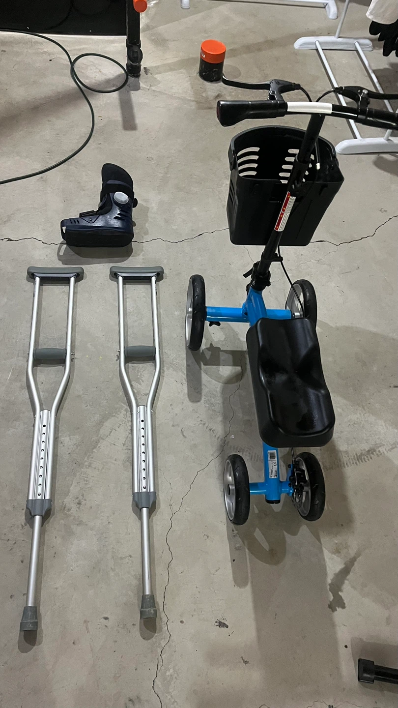 Walker Boot, Crutches, and Knee Scooter