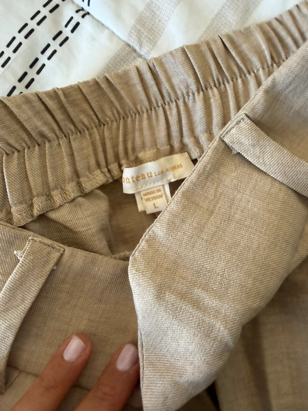 Monteau Beige Wide-Leg Pants Size L