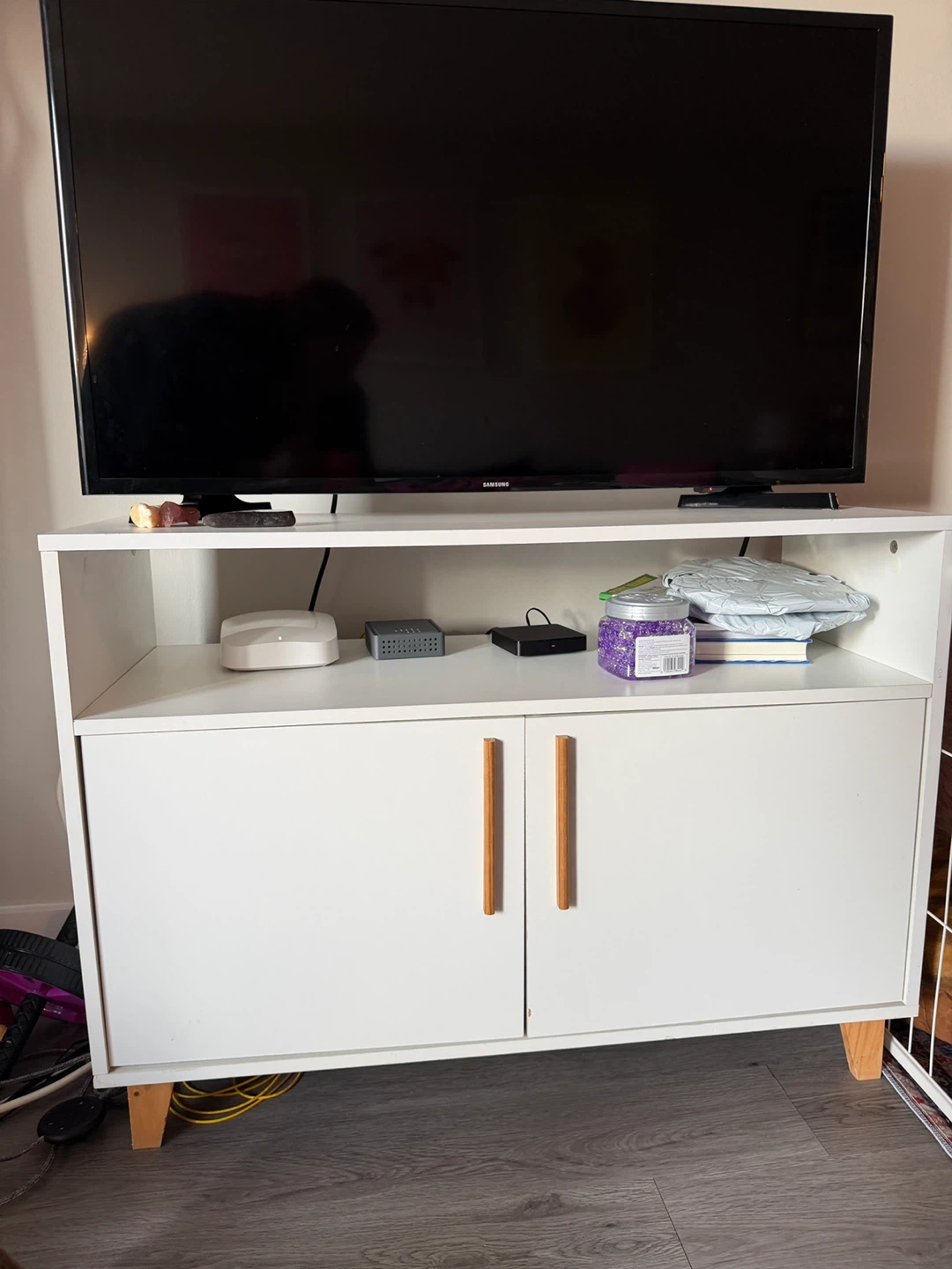 White Media Console with Doors - photo 2