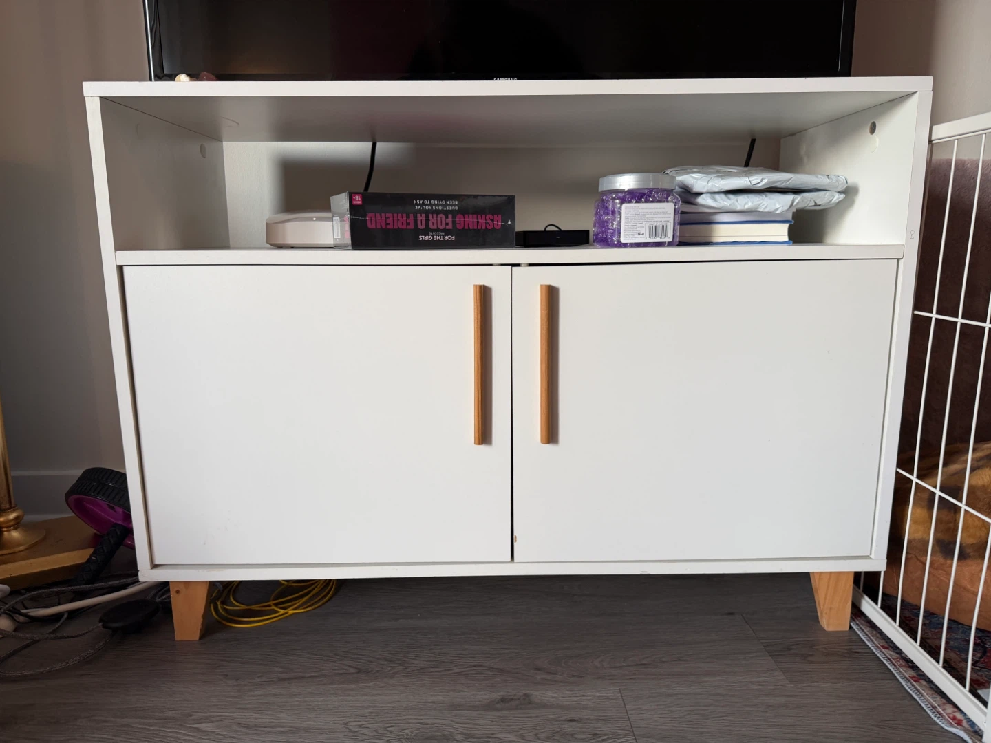 White Media Console with Doors - photo 3