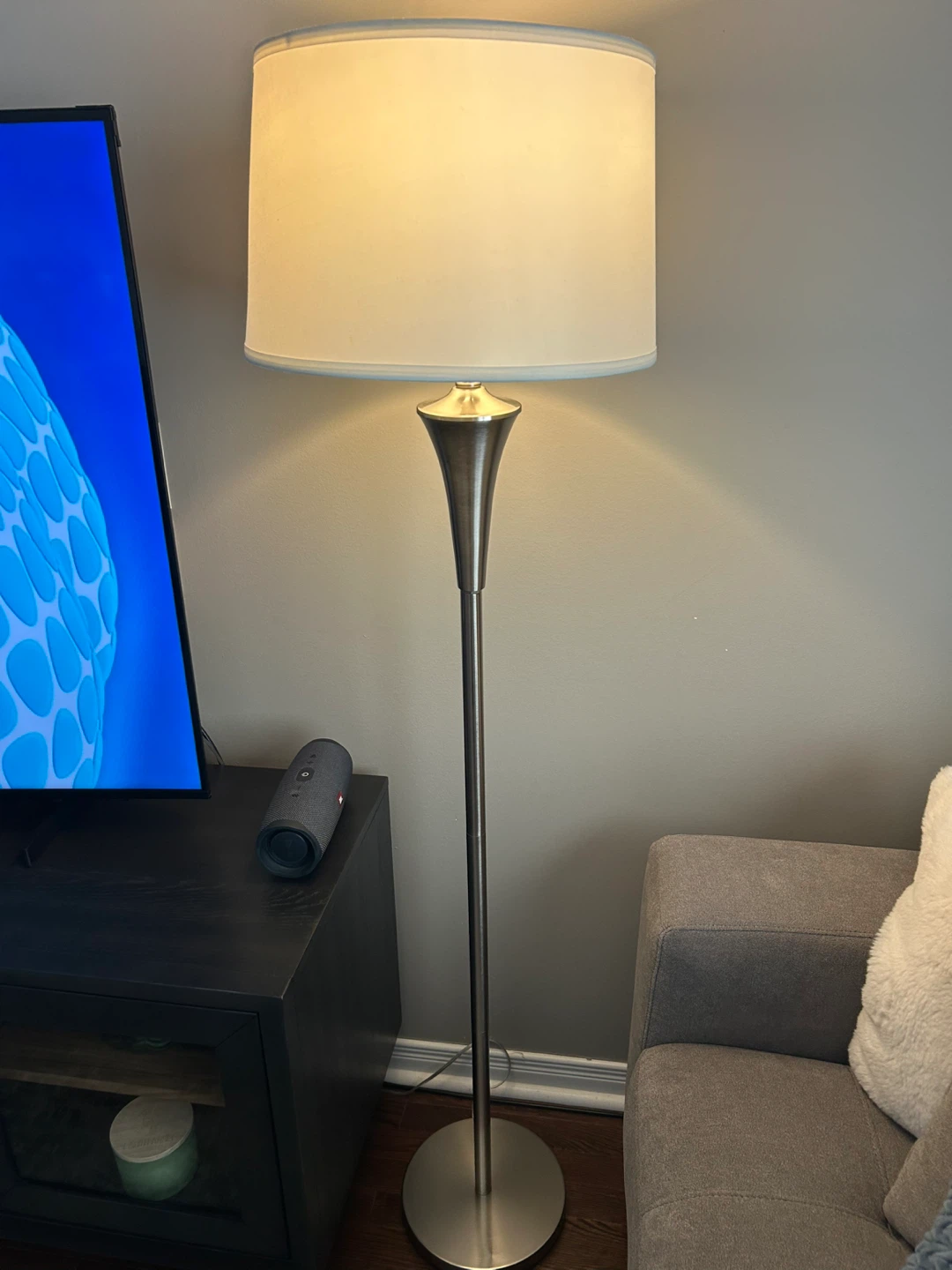 Floor Lamp with White Drum Shade - photo 2