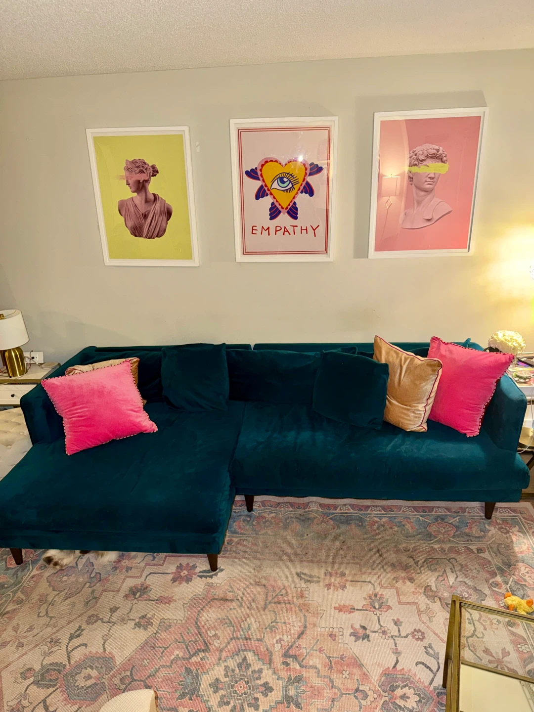 Joybird Teal Velvet Sectional Sofa - photo 5