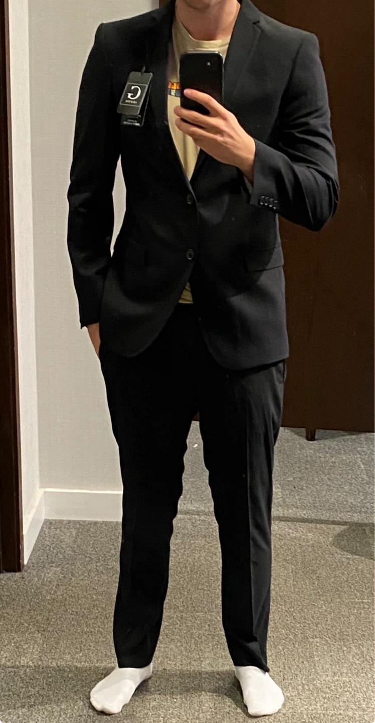 G Grafton Suit (Slim Fit) Black including Pants + Tie