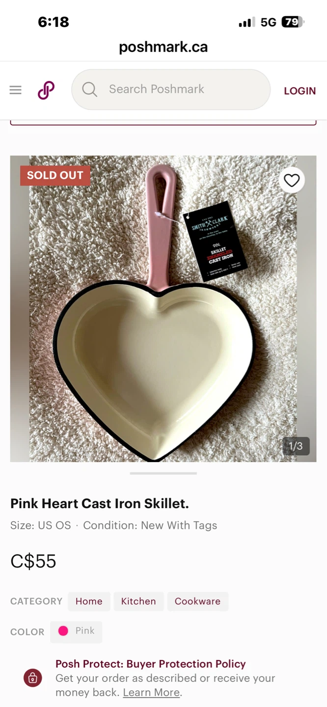 Smith & Clark Pink Heart 🩷 Shape frypan Skillet - photo 2