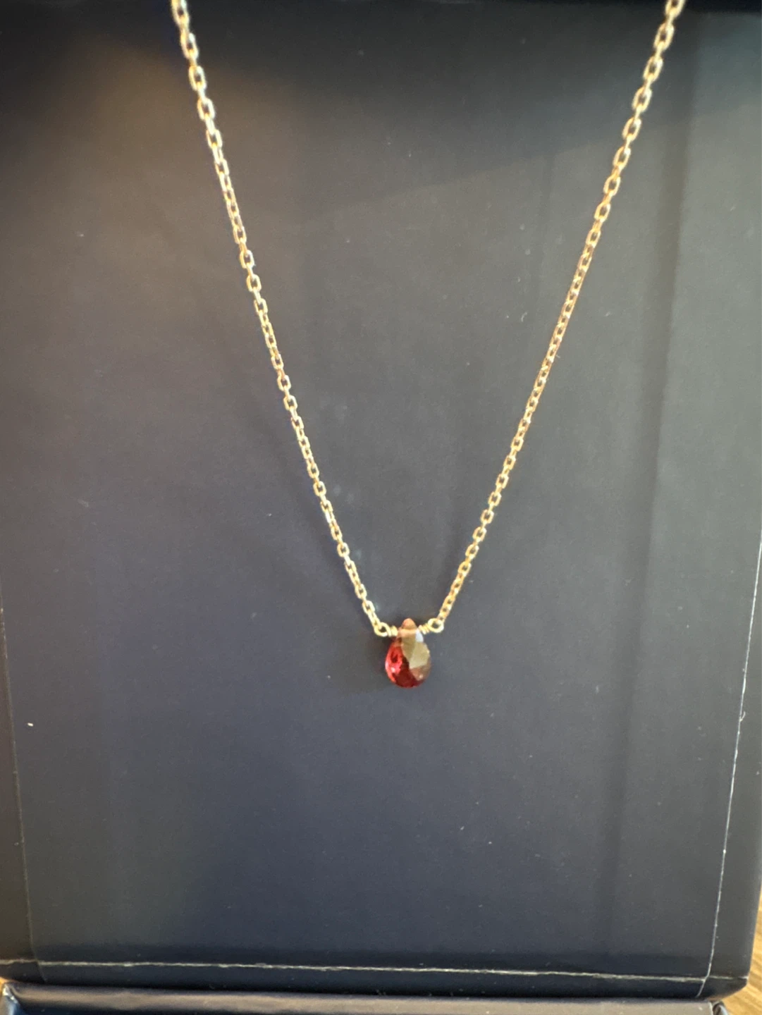 Blue Ruby Gold Chain Necklace with Red Gemstone