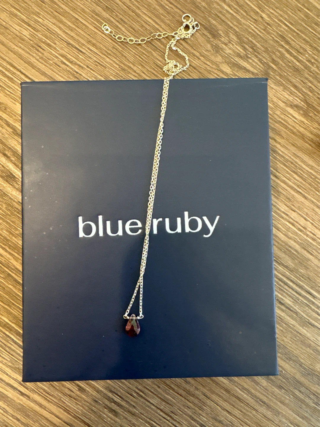 Blue Ruby Gold Chain Necklace with Red Gemstone - photo 2