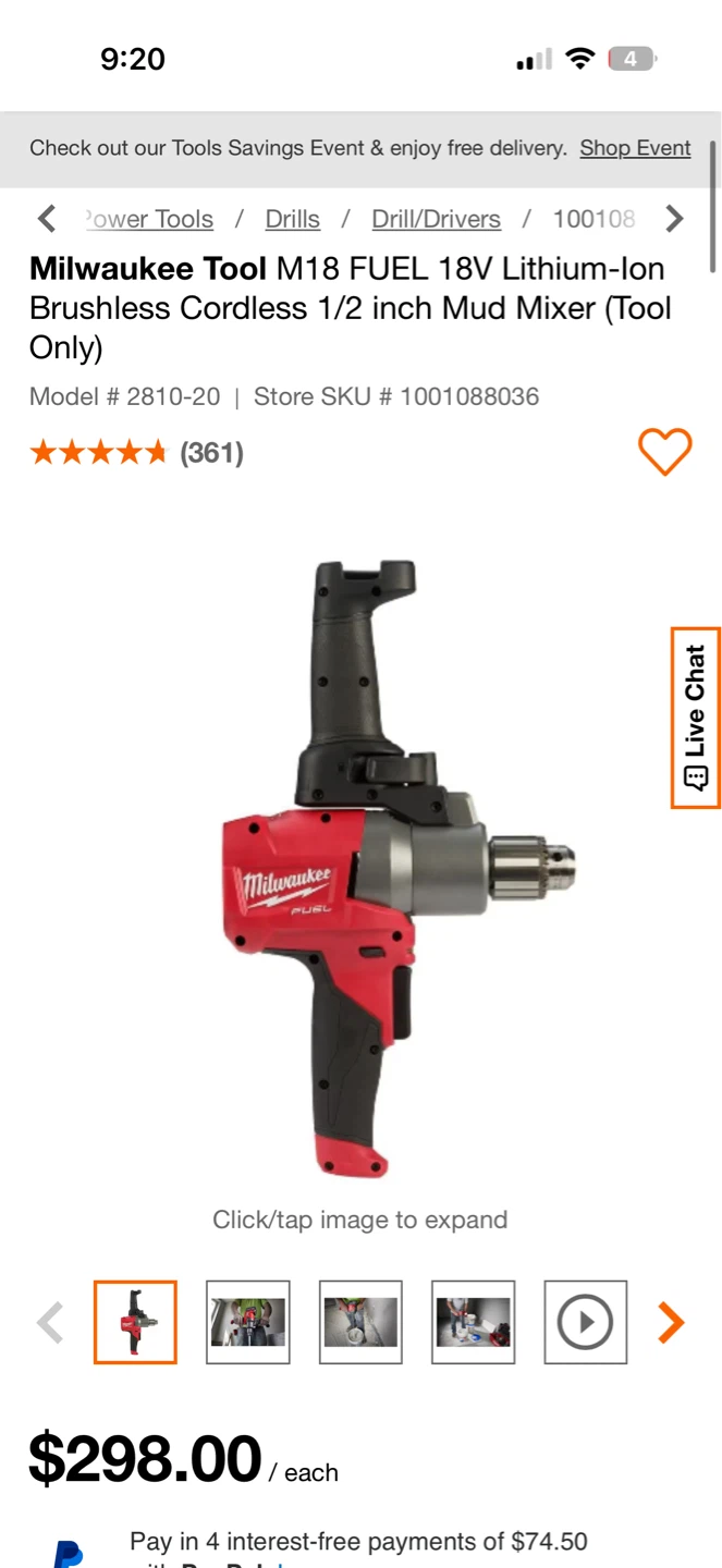Milwaukee M18 FUEL Cordless Mud Mixer - photo 4