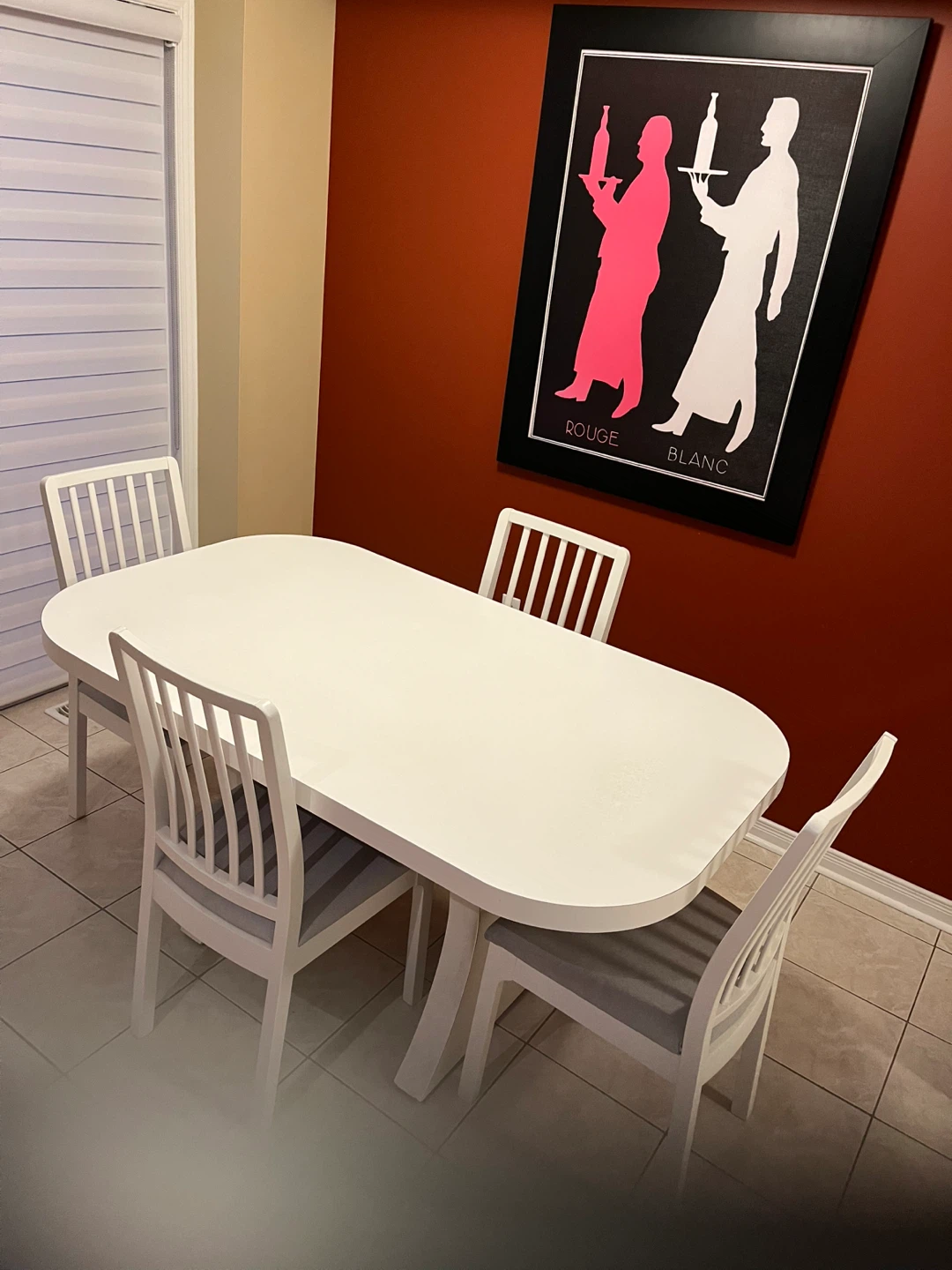 White Dining Table and 4 Chairs Set
