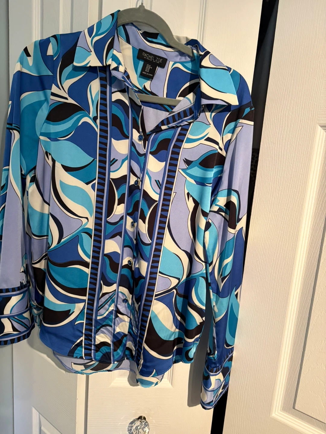 RACHEL ZOE Geometric Print Button-Up Shirt