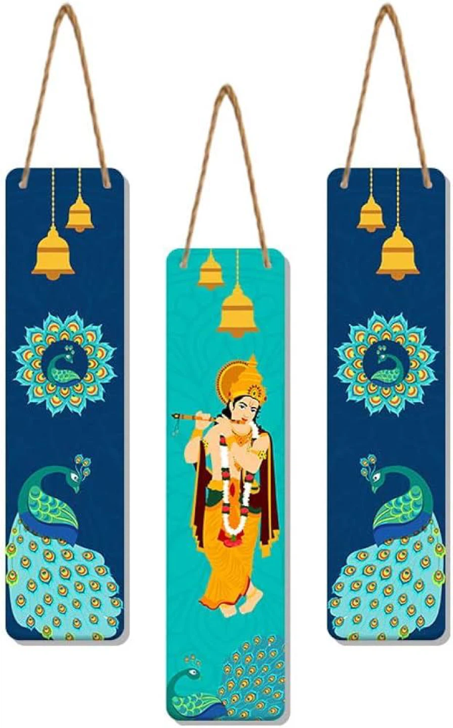 Lord Krishna & Peacock Hanging Wall Decor Set (3 Pieces) - photo 5