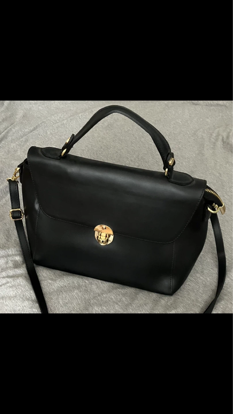 Luana Ferracuti Black Leather Satchel Purse 🇮🇹👜 💼 👛 👝🖤 - photo 4