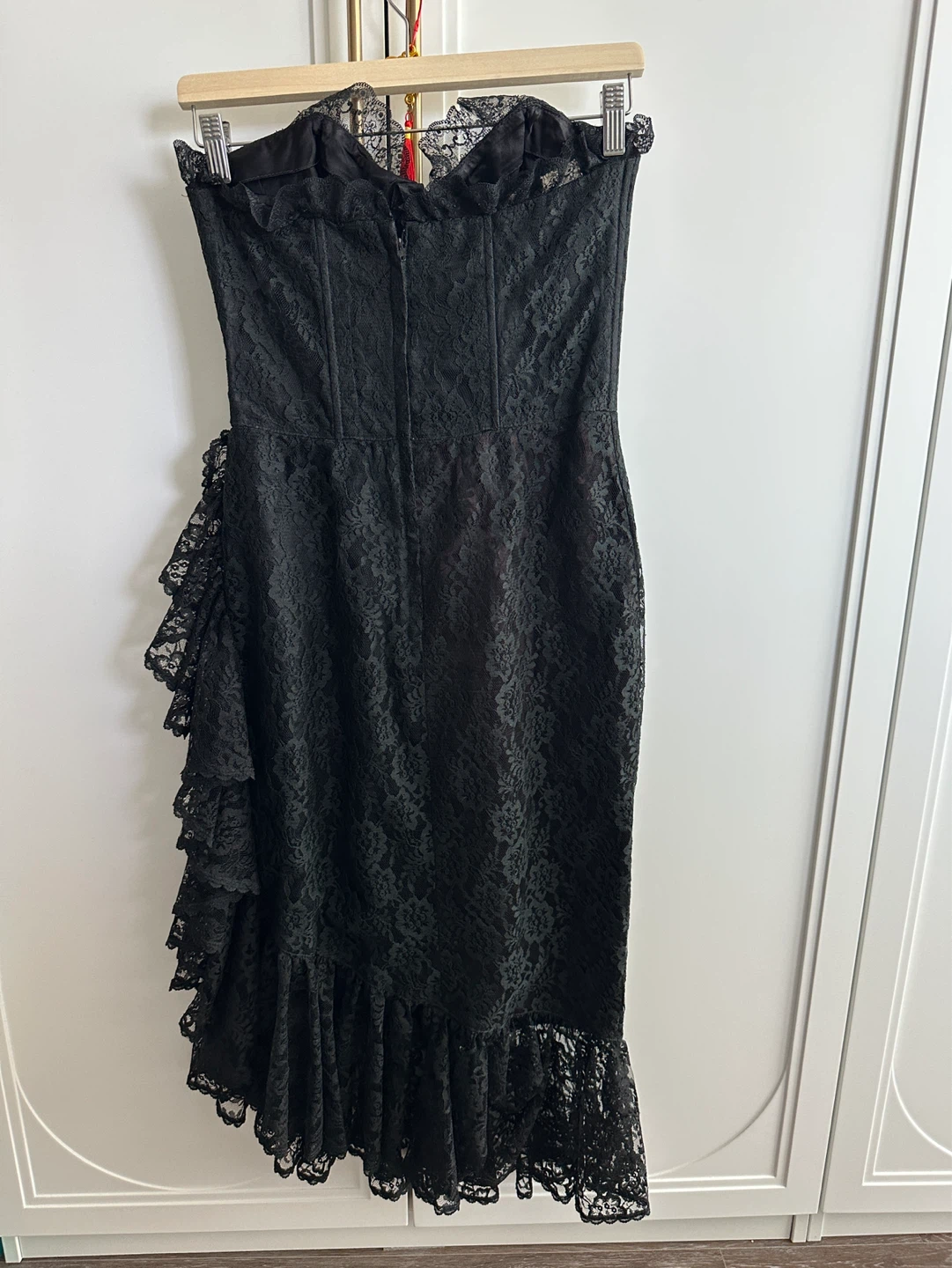 1980 GUNNE SAX Black Lace Strapless Dress - photo 2
