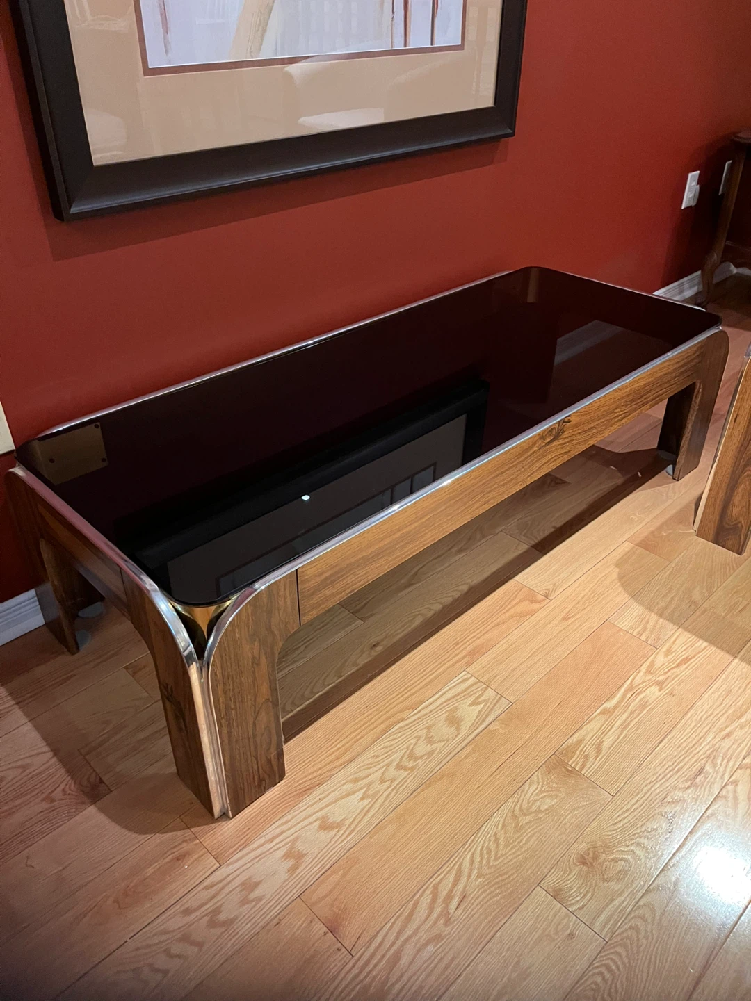 Vintage Coffee Table with Smoked Glass Top - photo 2