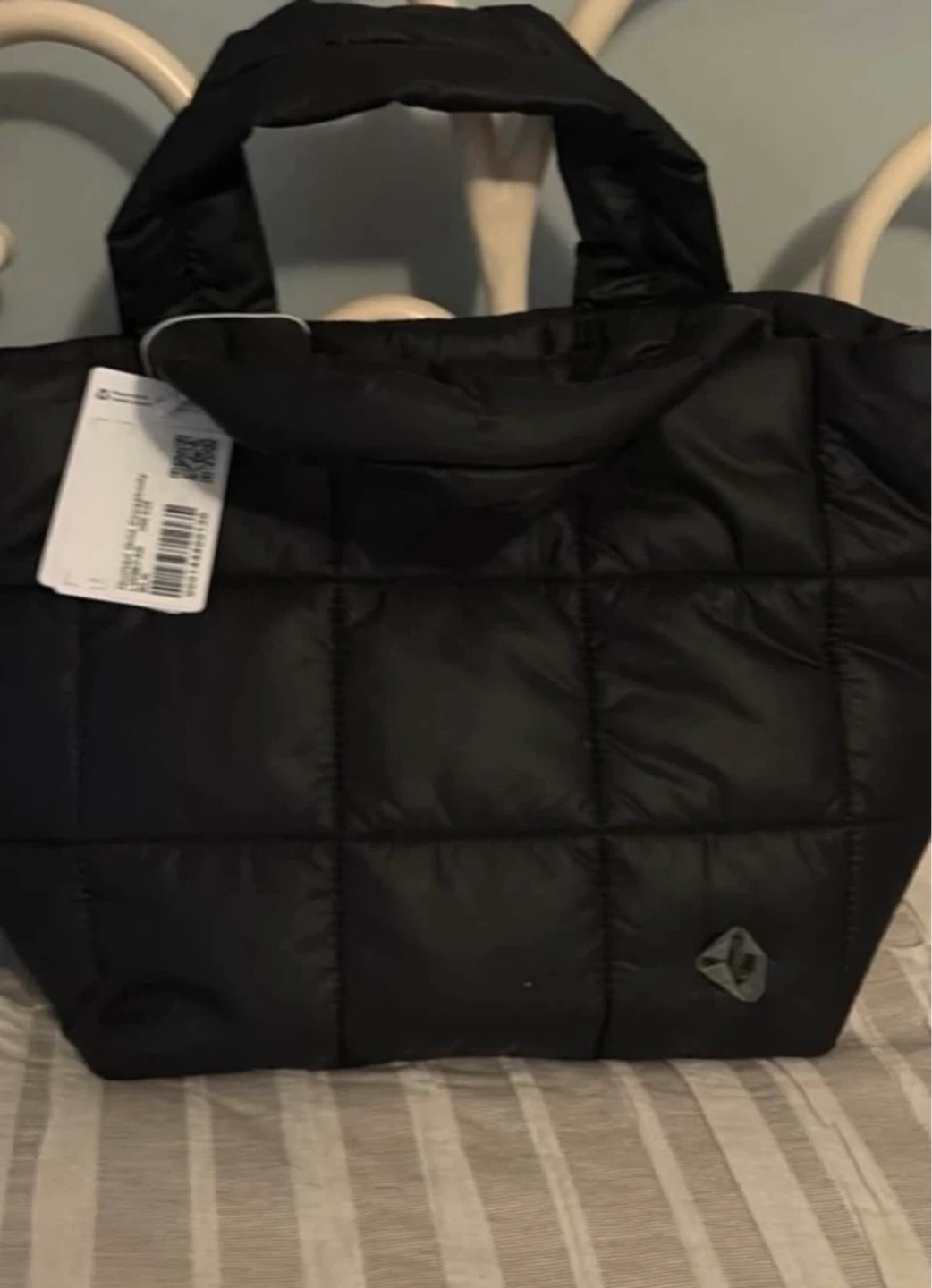 Lululemon quilted grid crossbody bag 5L black Logo tags on