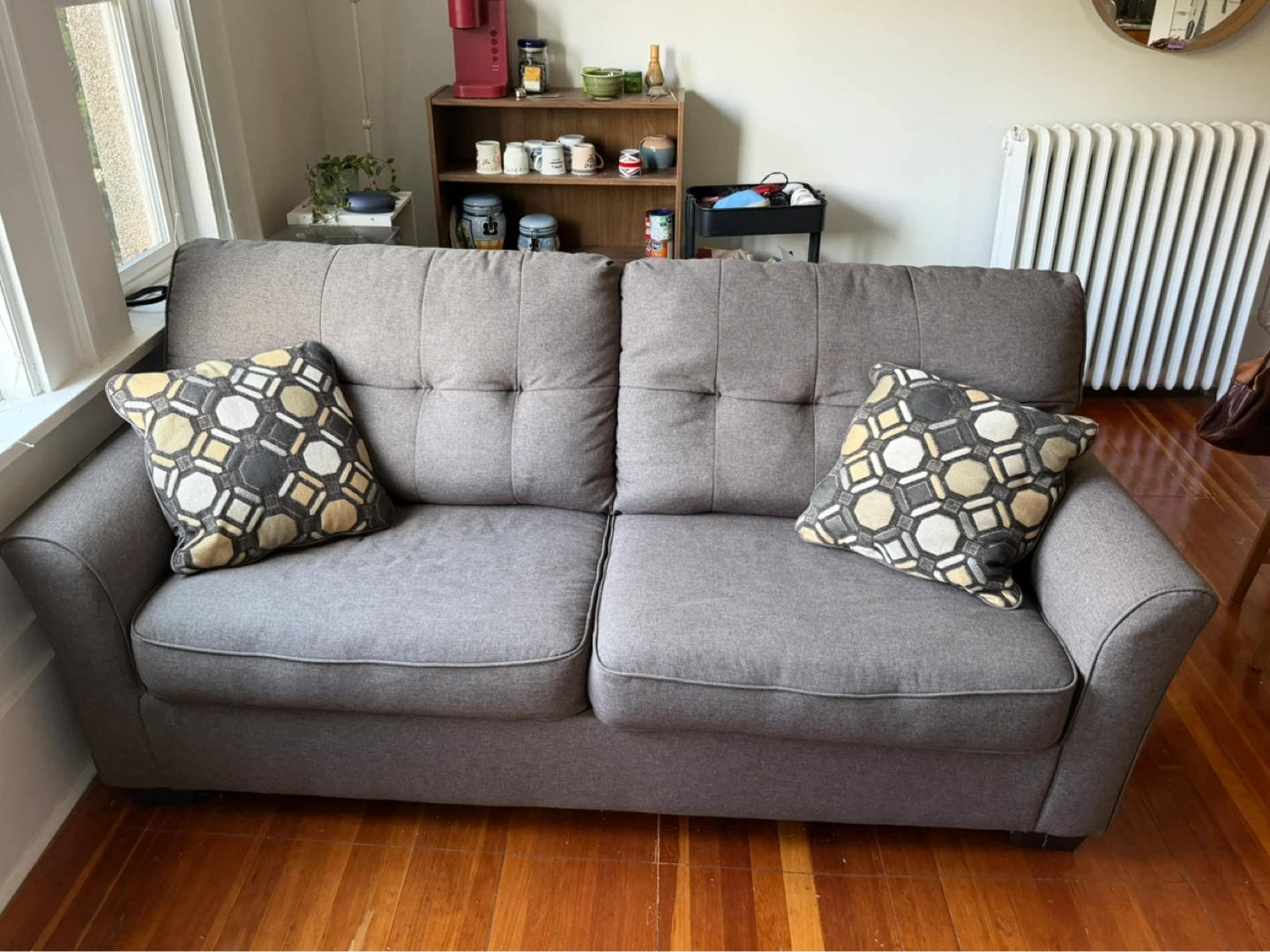 Grey pull out couch