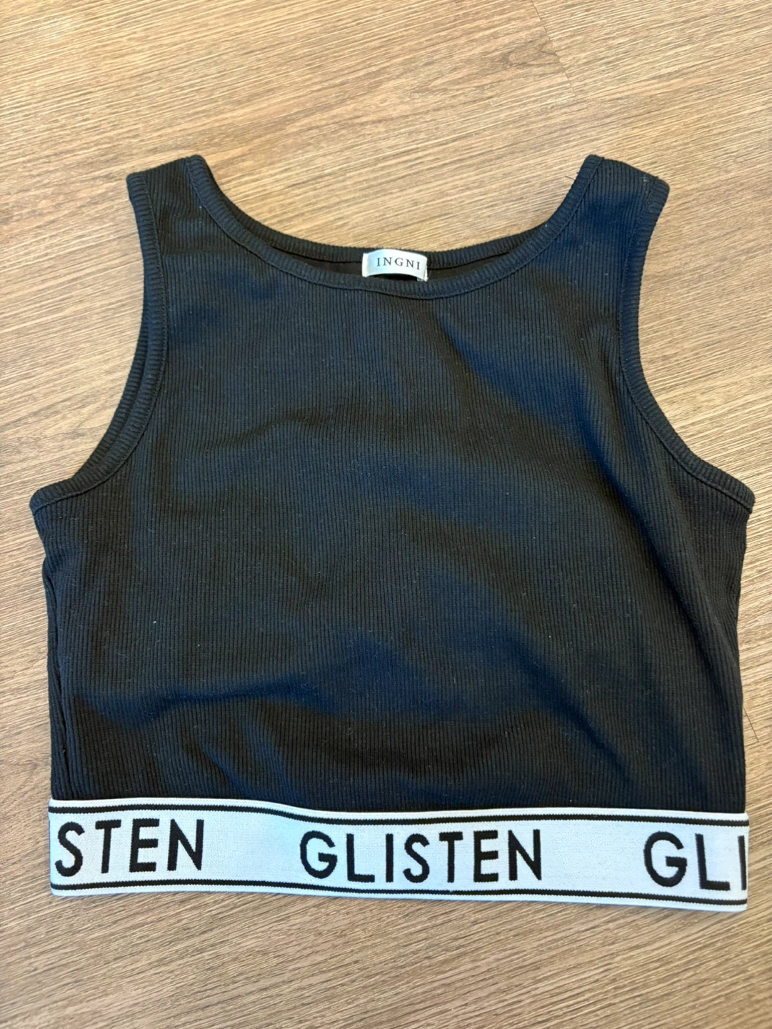 INGNI Black Ribbed Crop Top from Japan