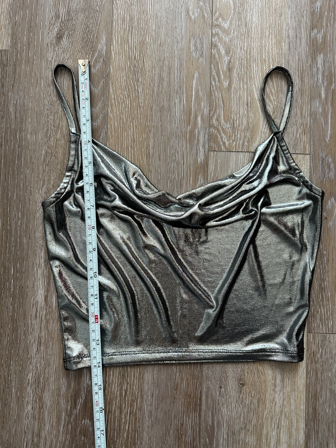 Silver Metallic Cowl Neck Crop Top - photo 3