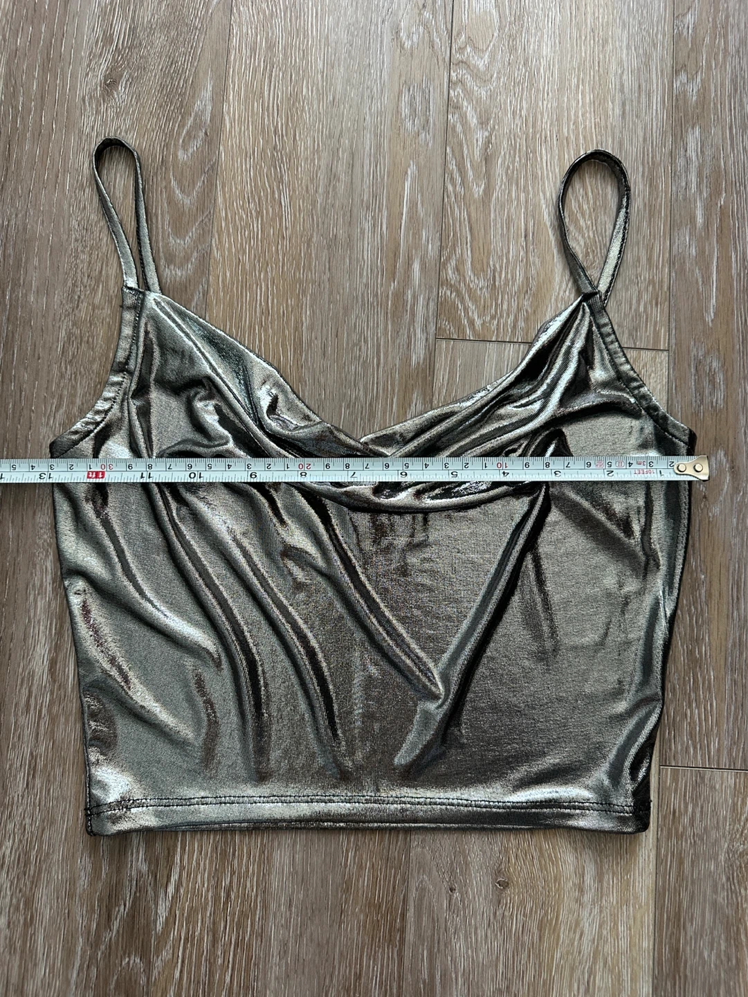 Silver Metallic Cowl Neck Crop Top - photo 4