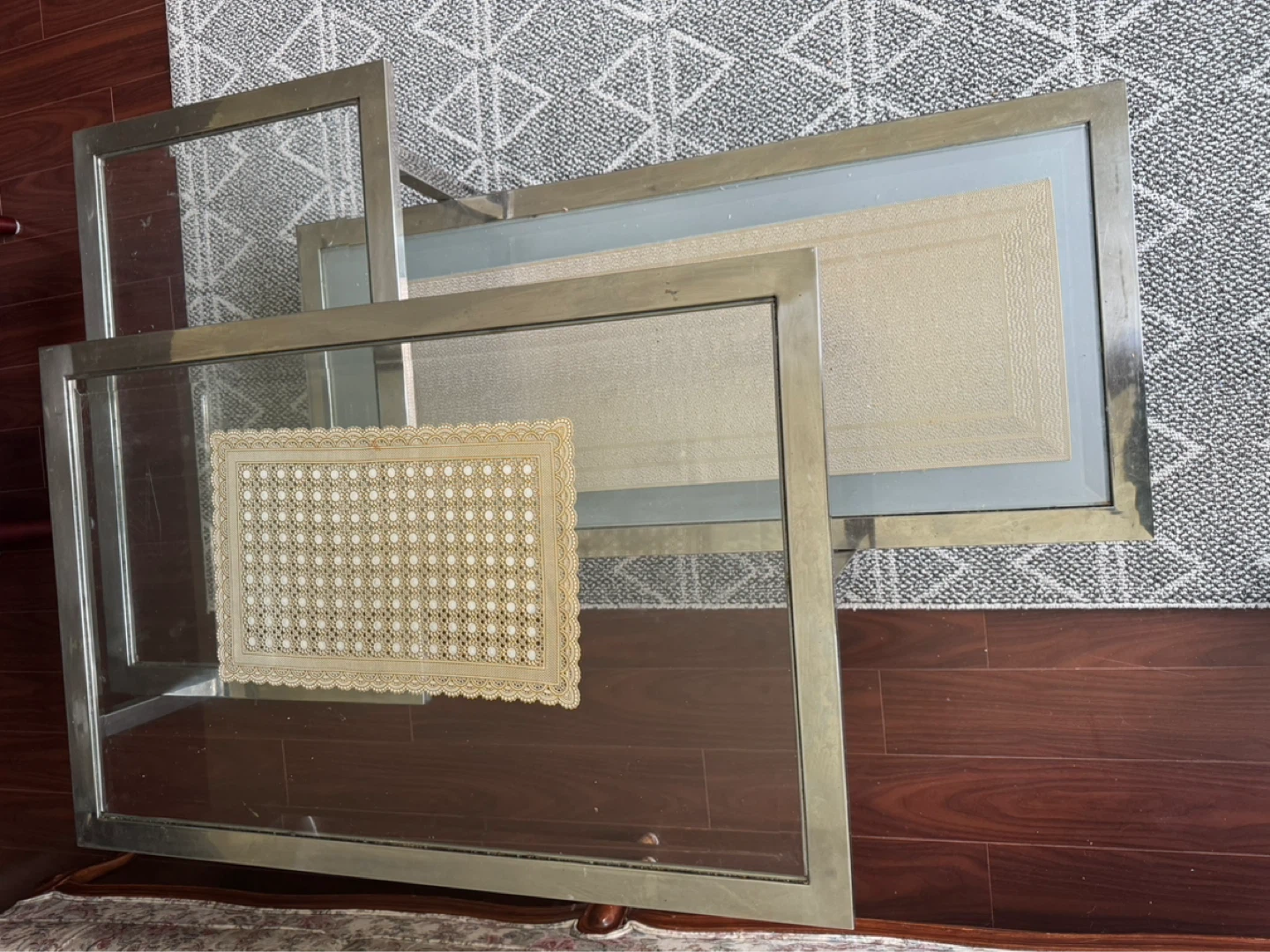 Glass and Metal Coffee Table