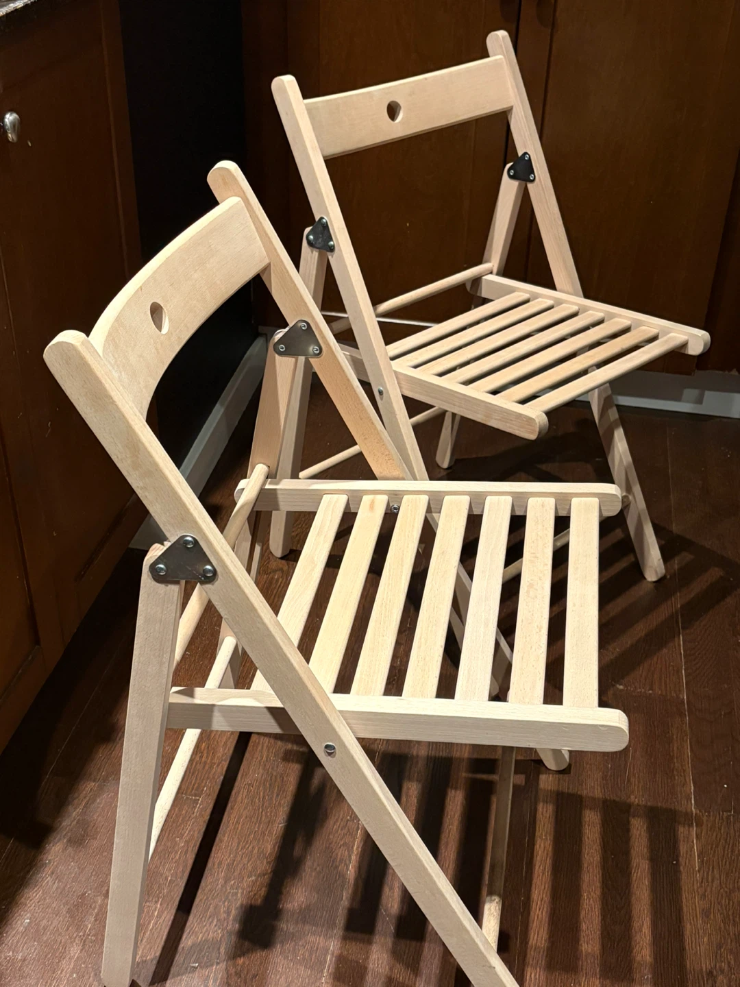 Light Wood Folding Chairs (Set of 2)