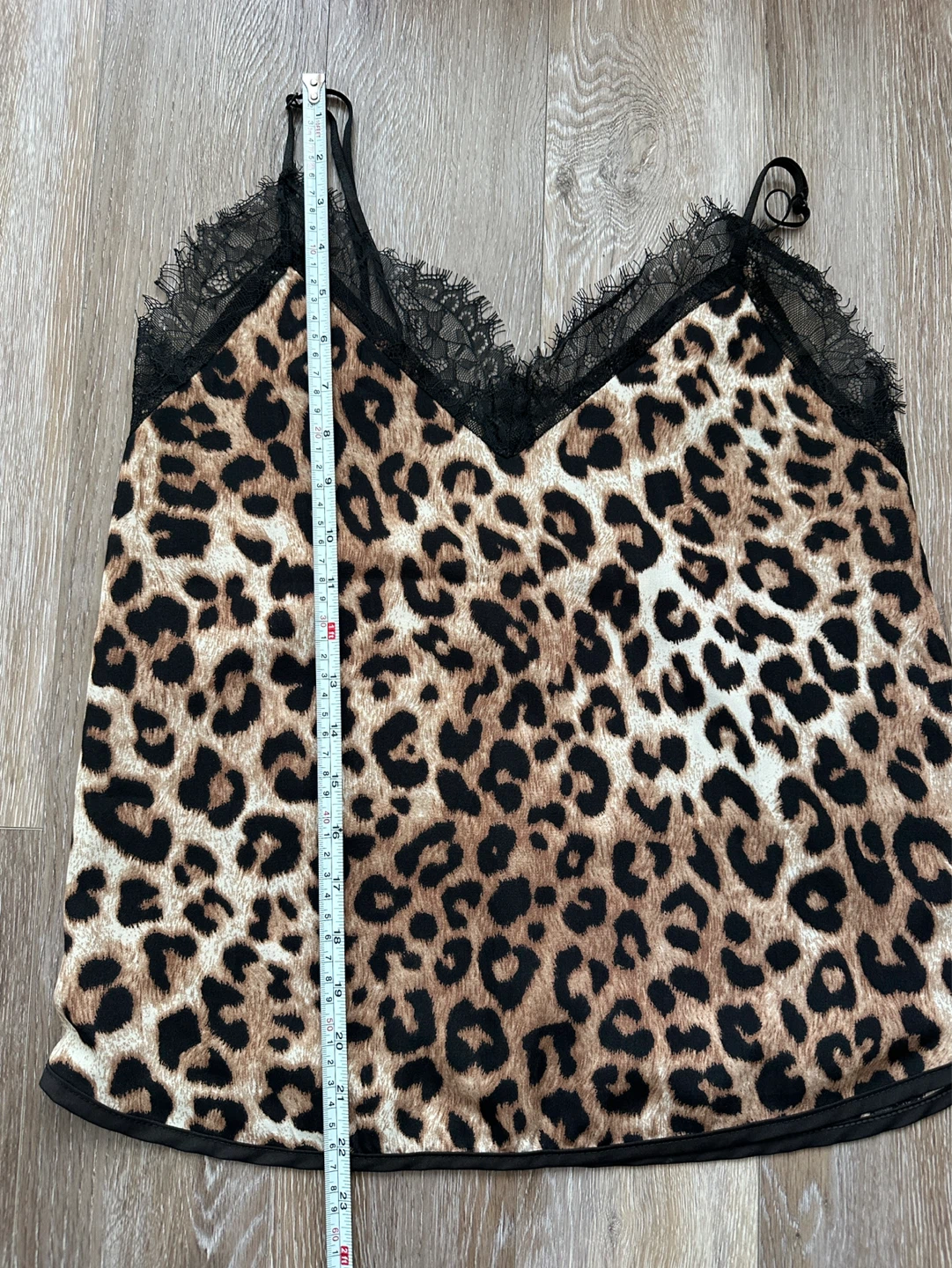 Leopard Print Camisole with Black Lace Trim - photo 2