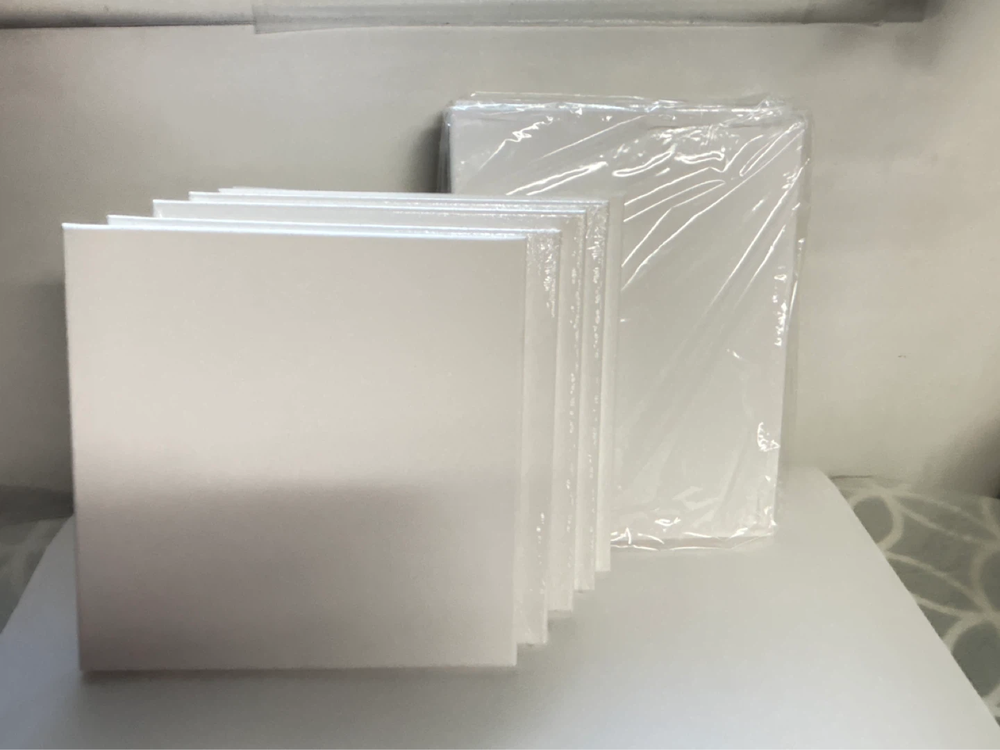 Set of blank stretched canvases