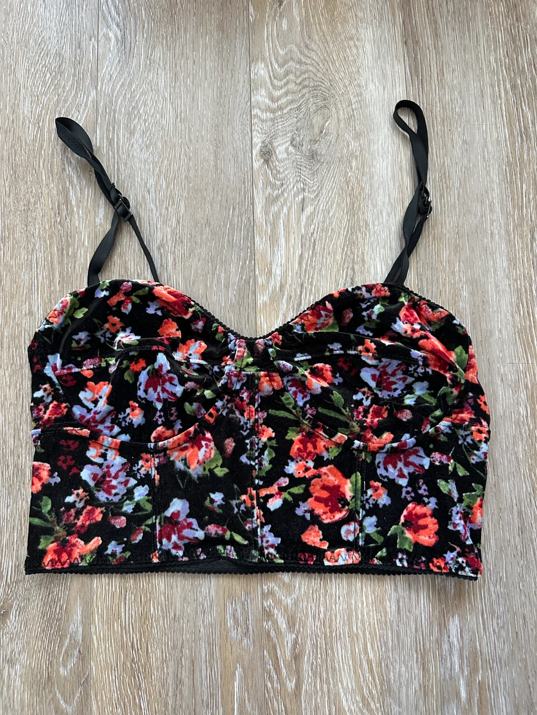 Garage Floral Velvet Corset Style Top