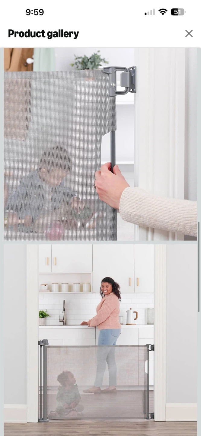 Regalo Retractable Baby Safety Gate 50" Wide Mesh Gray - photo 5