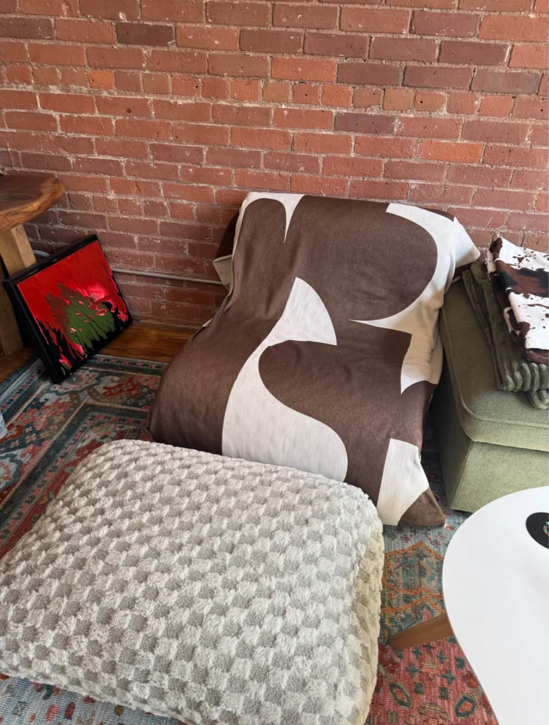 Checkerboard Accent Chair with Bolster Pillow - photo 2