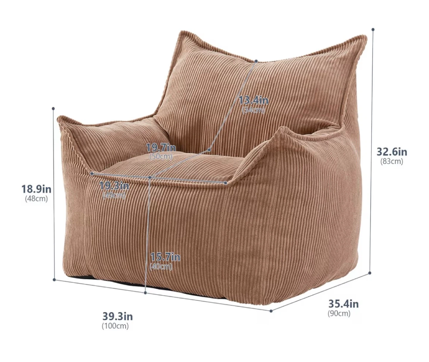 EBENCHICO Corduroy Bean Bag Chair / Puff - photo 3