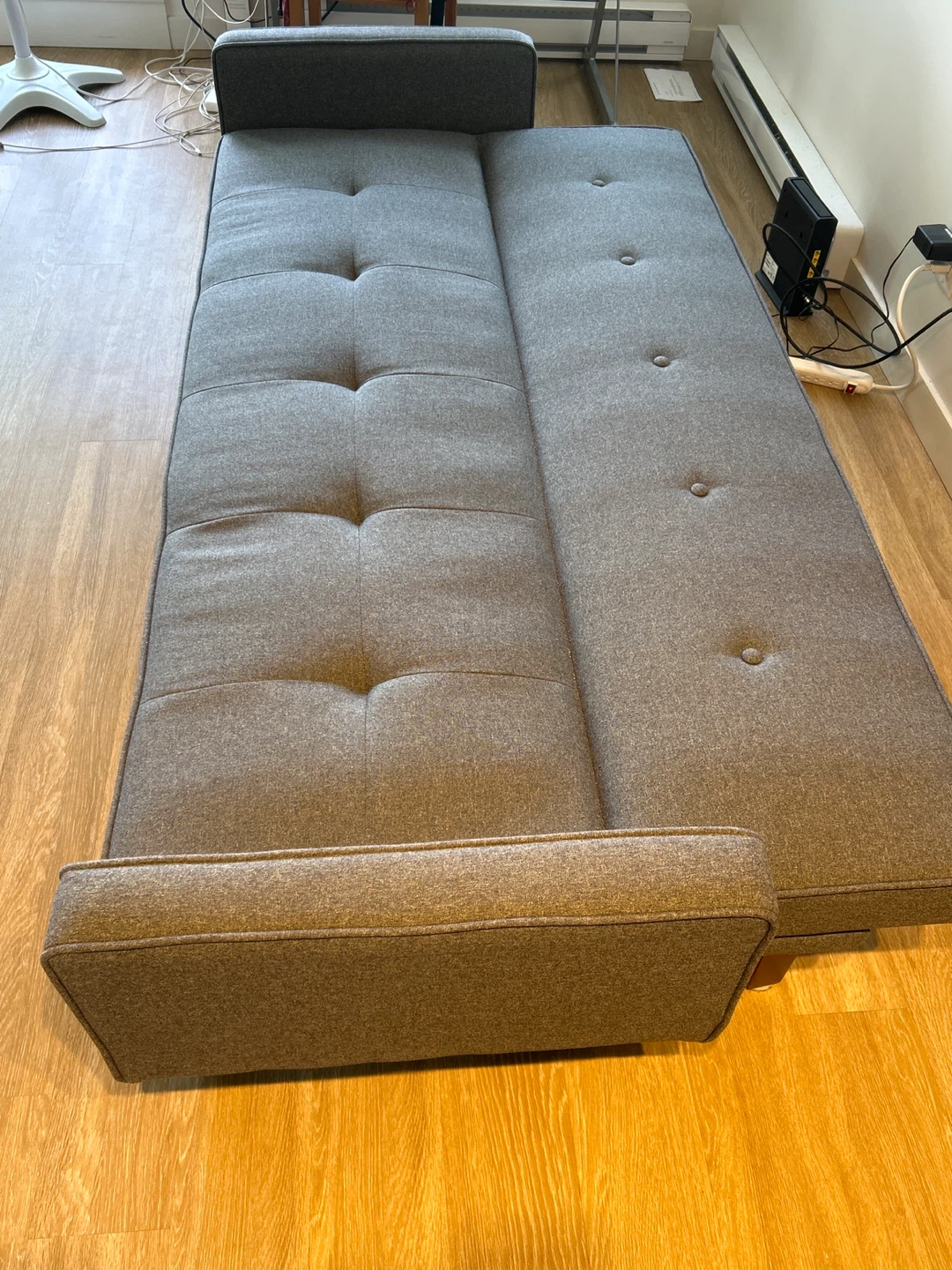 Grey Tufted Futon Sofa - photo 4