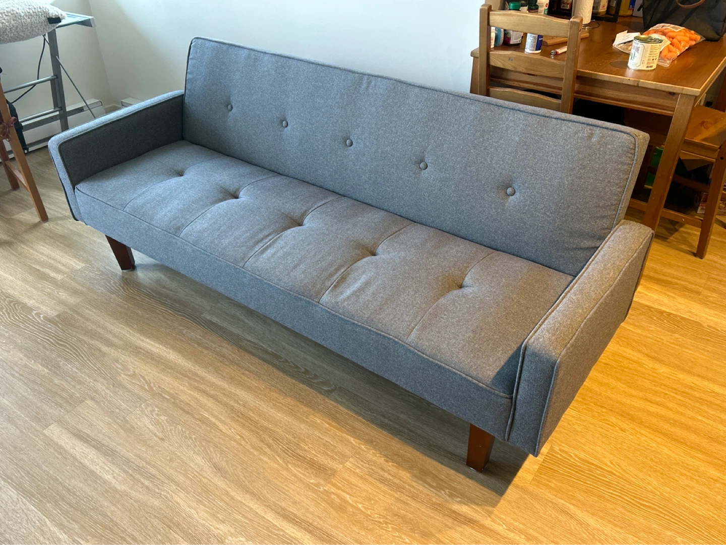 Grey Tufted Futon Sofa
