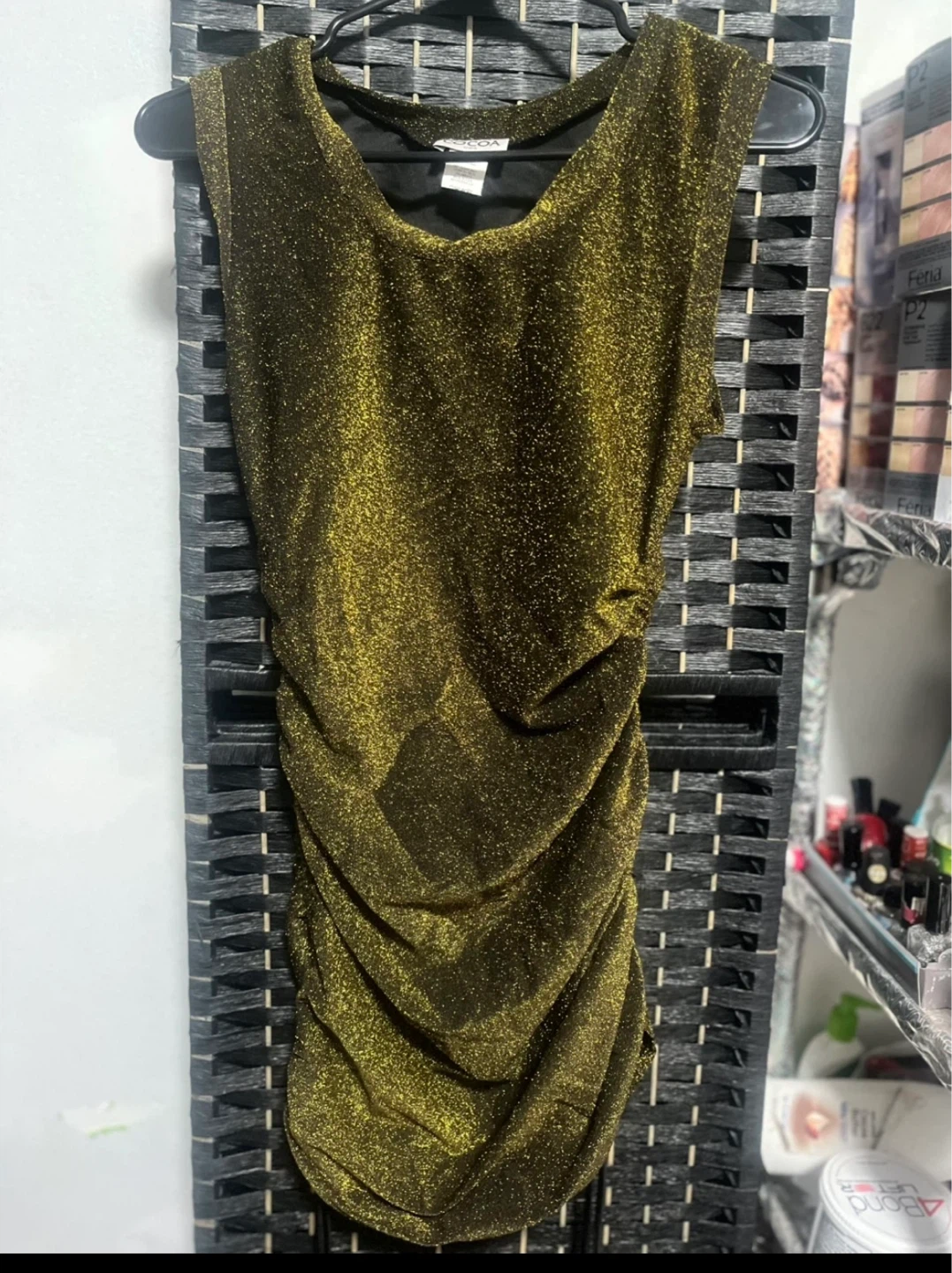 Gold Ruched Sparkle Dress - photo 2