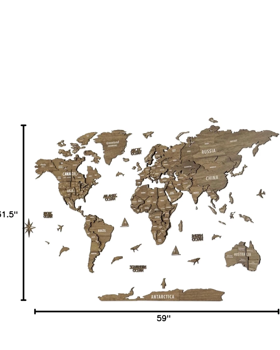 3D Wooden World Map Wall Art - photo 2