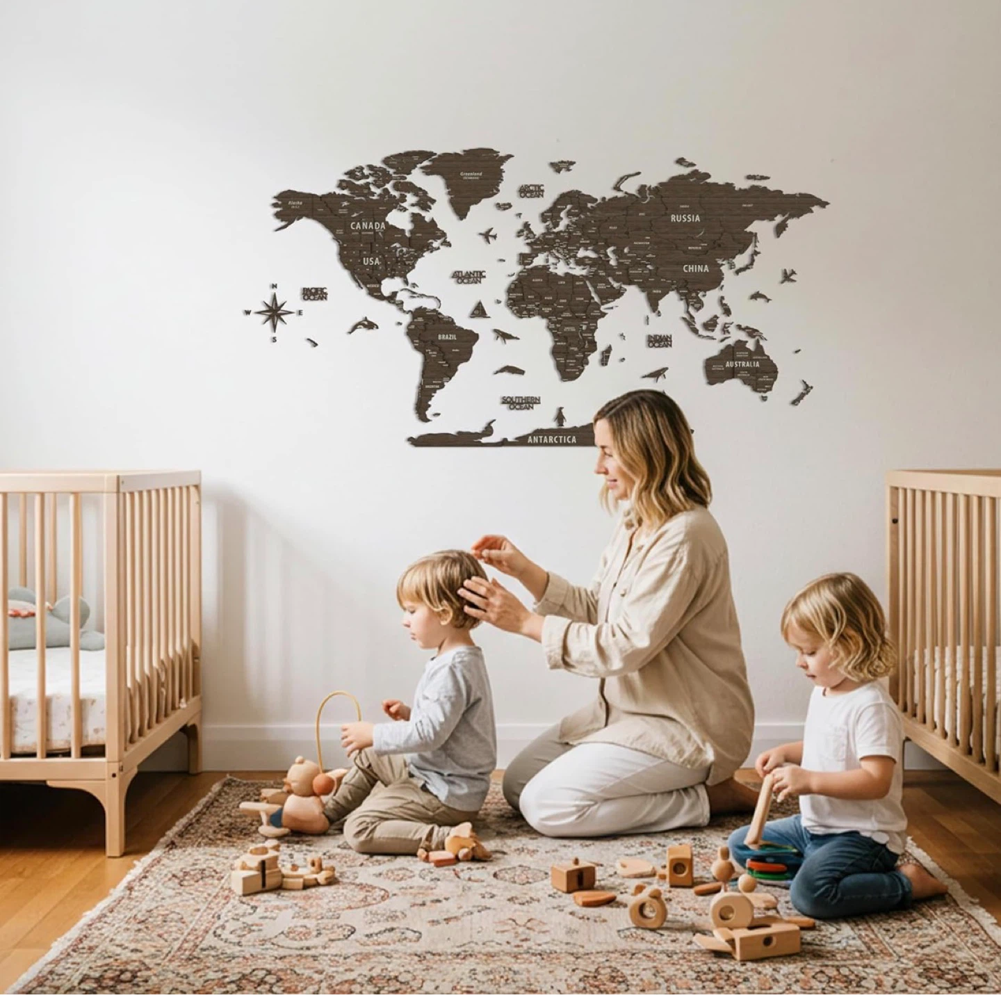 3D Wooden World Map Wall Art - photo 4