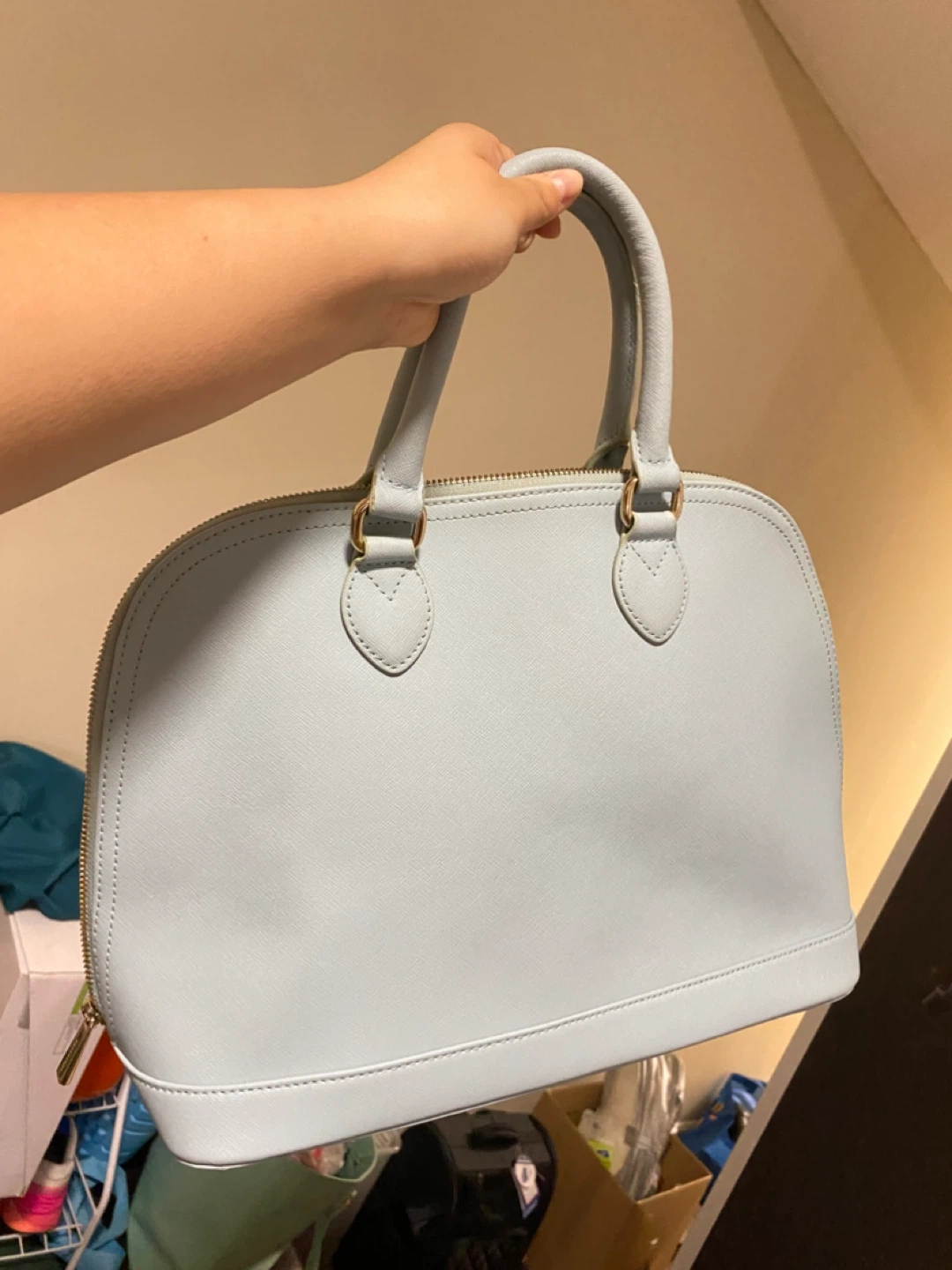 Light Blue Dome Satchel Handbag
