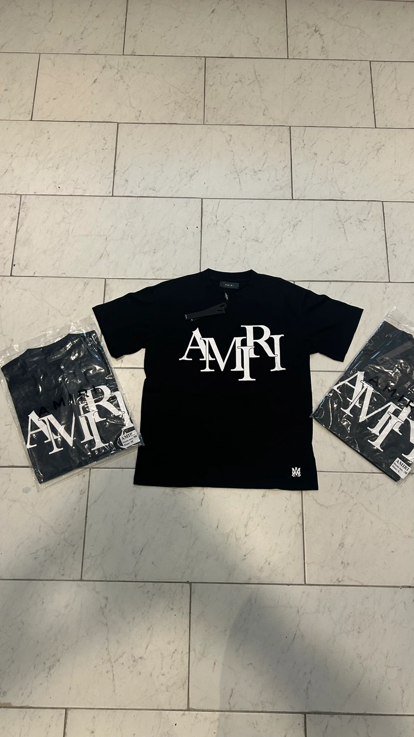 AMIRI Black T-Shirt with White Logo Size S