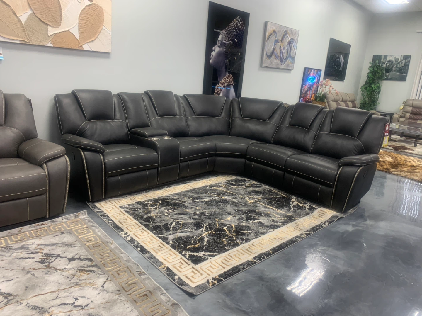 Sectional Sofa Recliner with Cup Holders 3 Colores