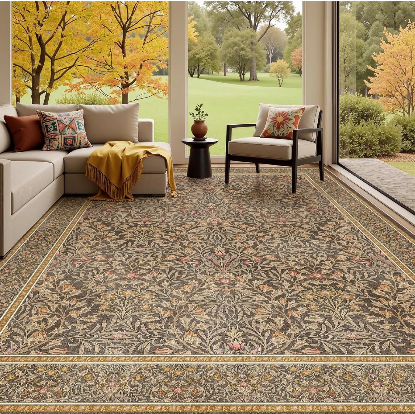 Area Rug with Floral Pattern