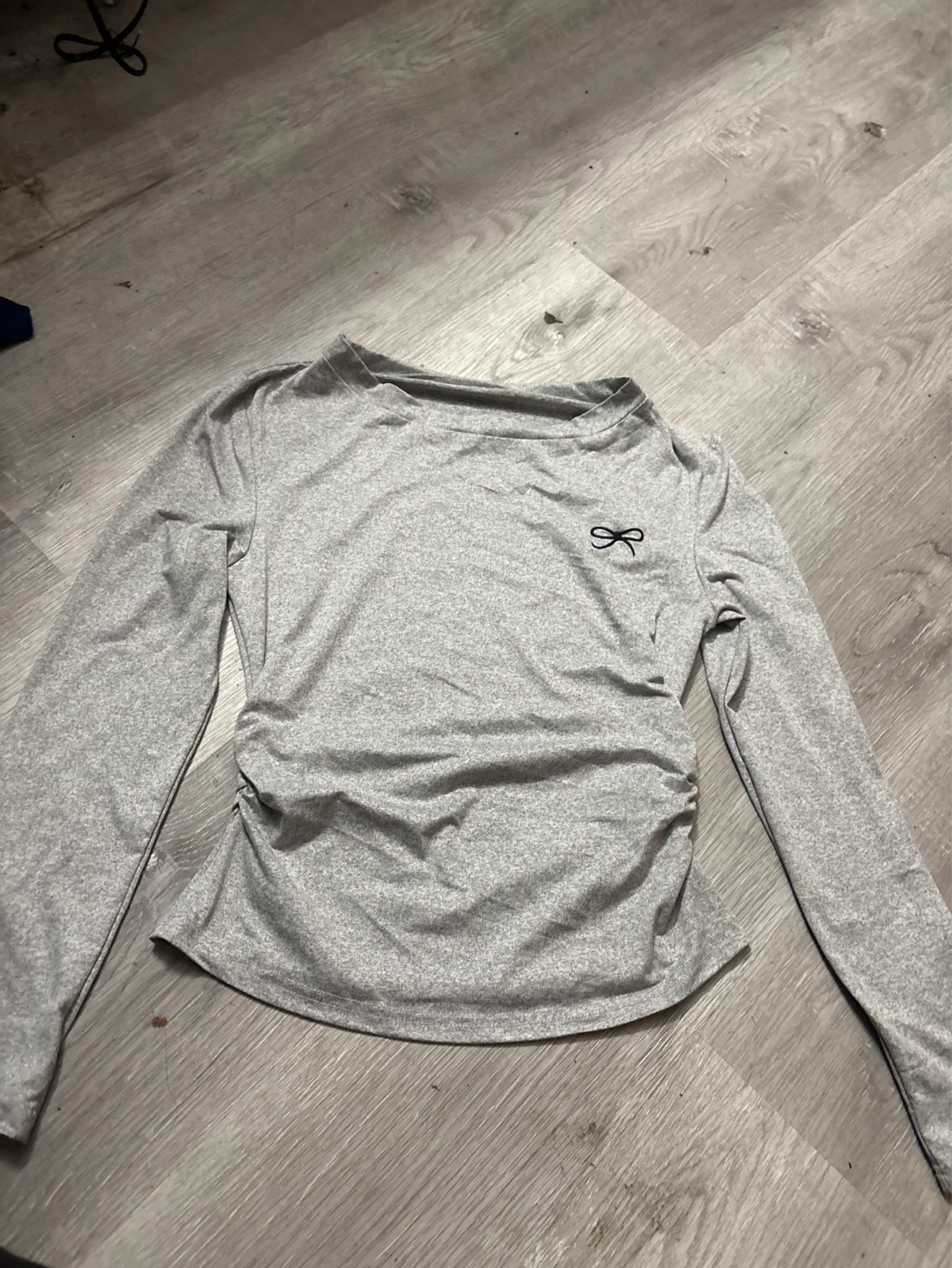 Grey long-sleeve ruched top