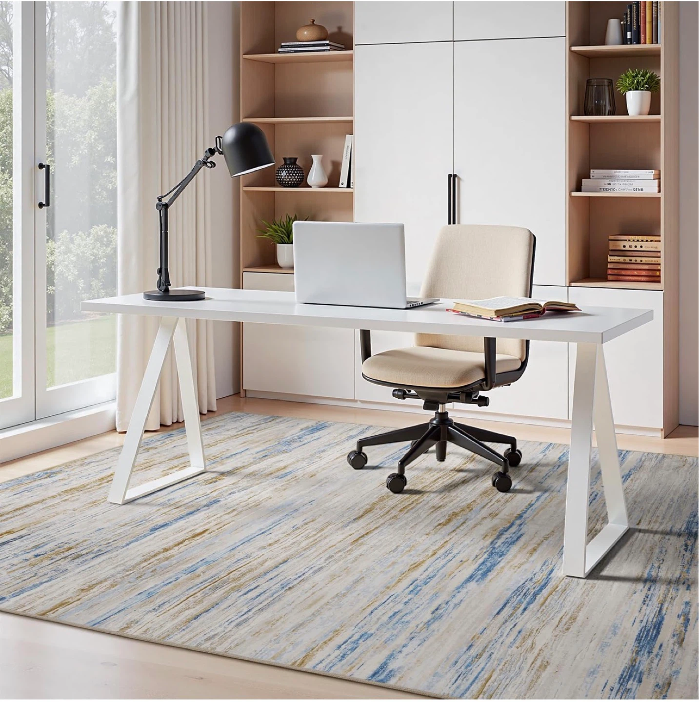 Area Rug - Blue, White, and Gold Abstract Pattern - photo 3