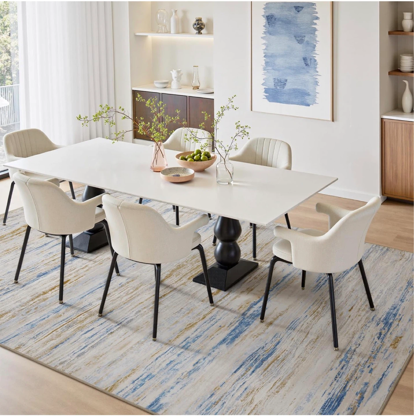 Area Rug - Blue, White, and Gold Abstract Pattern - photo 4