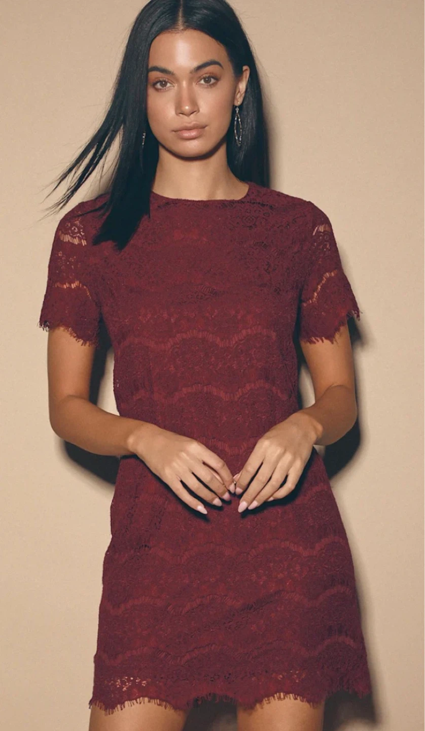 Lulus Burgundy Lace Dress Size S - photo 2