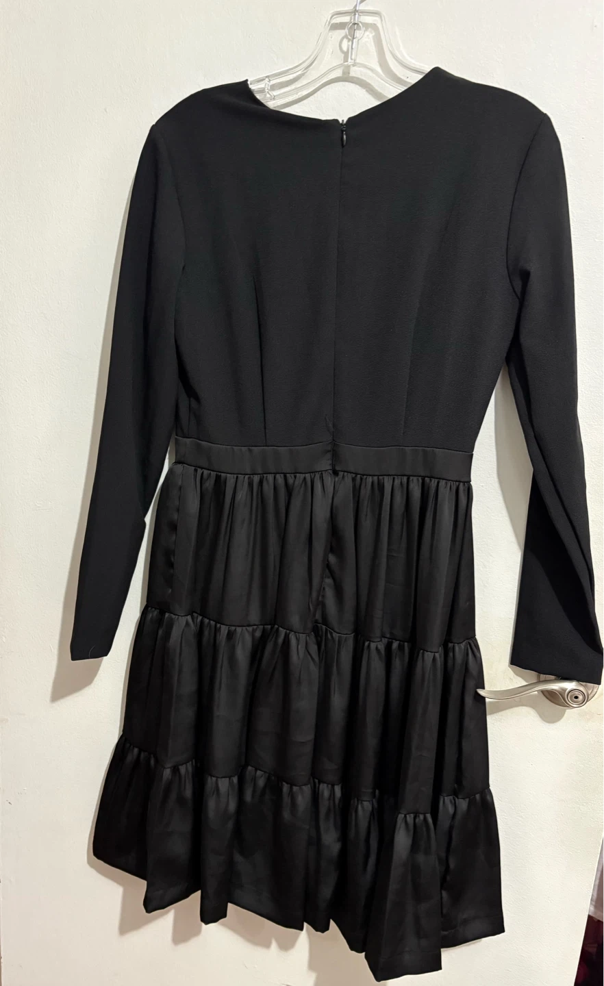 Black Tiered Long Sleeve V-Neck Dress - photo 4